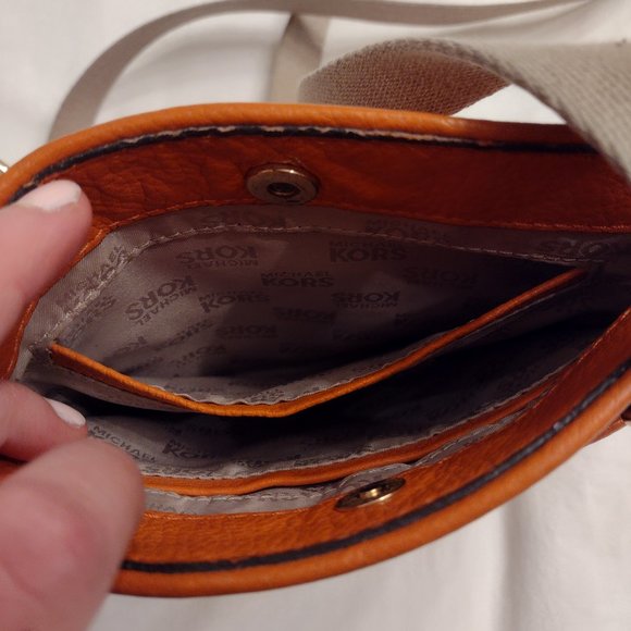 MICHAEL Michael Kors Orange Logo Leather Crossbody - Picture 8 of 12